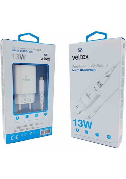 13W 2.6A Micro Şarj Aleti Veltex VTX002