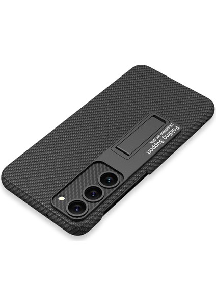 Samsung Galaxy S23 Uyumlu Kılıf Deri Desenli Standlı Sert Kıpta Kapak