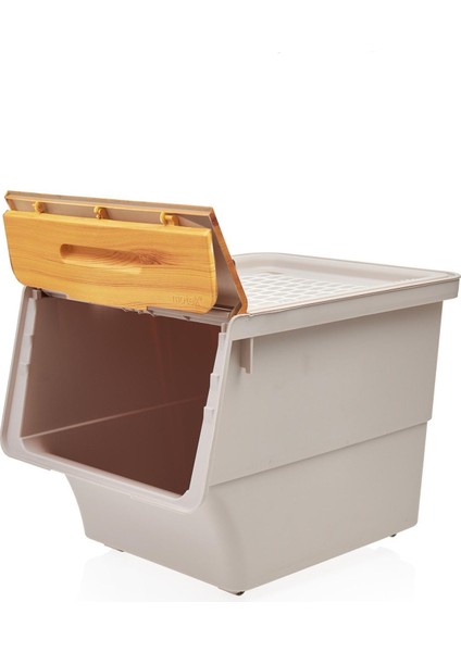 Motek 12 Litre Bambu Desen Tekerlekli Tekli Organizer