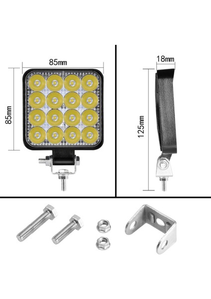 4 Adet 11X11 16 LED Kare Off Road Traktör Tir Kamyon Sis Fari Sis Lambasi Çalisma Lambasi Projektör