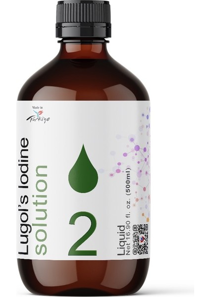 Lugol Iyot Çözeltisi %2 | 500 ml | Cam Şişe (Pharma Grade Lügol)