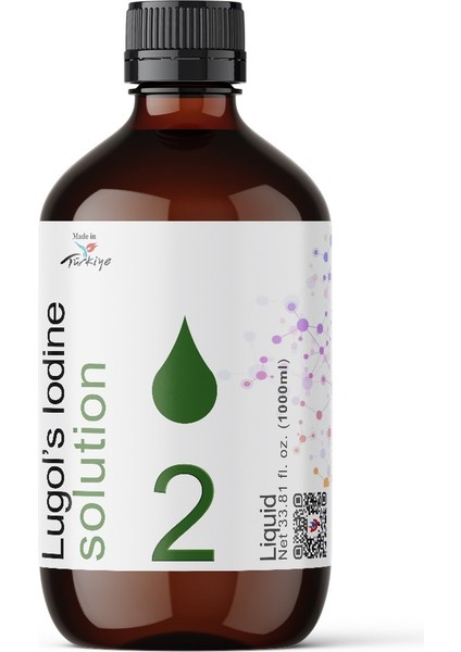 Lugol Iyot Çözeltisi %2 | 1000 ml | Cam Şişe (Pharma Grade Lügol)