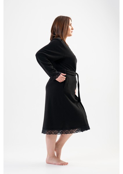 Pamuklu Kadın Polar Büyük Beden Uzun Kol Dantelli Sabahlık fırsatları