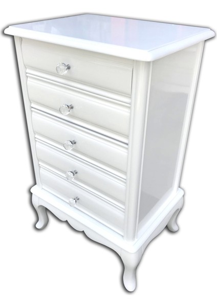 Şifonyer Aslan Model Kayın Torna Lükens Ayak Çekmec Parlak Beyaz Natüre Porselen Kulp El Yapım fiyatları