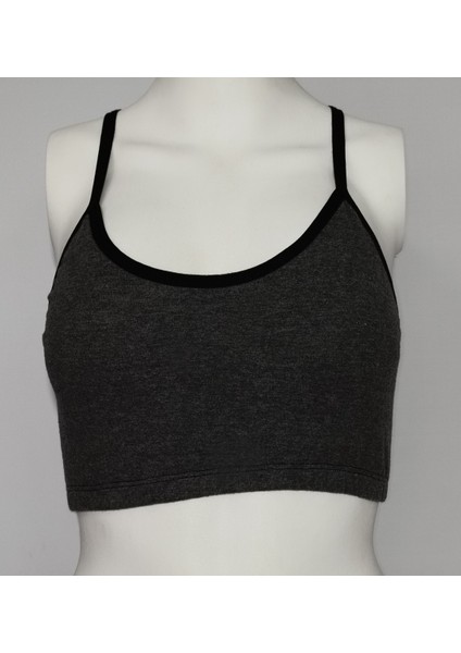 ASM1159 Kadın Gri Crop Elit Hayatlar Penye Büstieri