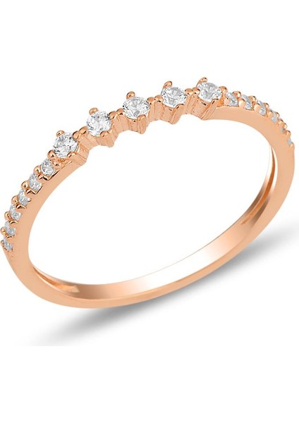 Gümüş Rose Zirkon Sıra Taşlı Yüzük