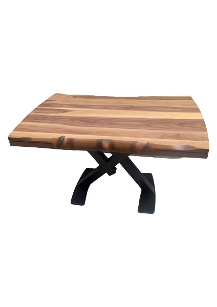 Masa ST KÜTÜK DESEN Takım X metal ayak Yan Açıl Tabla Benc tel sandalye El Yapım