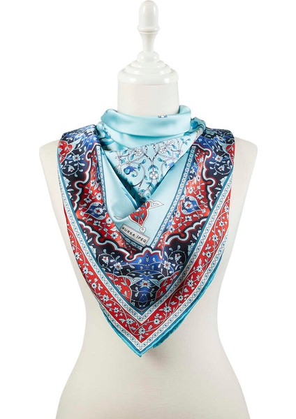 Kırmızı Petrol Türk Motifli Şamdan Lale Desen Ipeksi Eşarp fiyatları