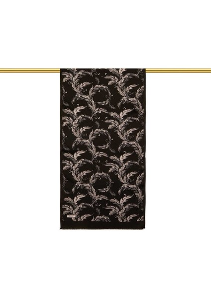 Siyah Yaprak Desen Ipek Fular fiyatları