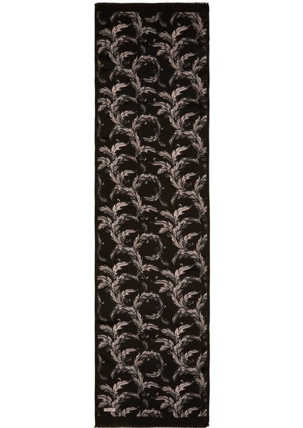 Siyah Yaprak Desen Ipek Fular fırsatları