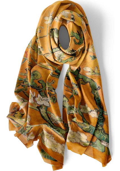 Hardal Badem Çiçeği Ipek Fular modelleri