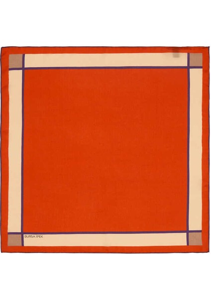 Turuncu Geniş Bordürlü Düz İpek Mendil