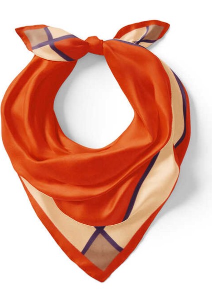 Turuncu Geniş Bordürlü Düz İpek Mendil fiyatları