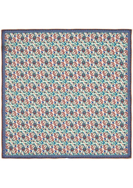 Ekru Gold Sarmaşık Lale Desen Ipek Mendil