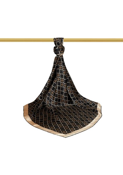 Siyah Monogram Ipek Eşarp