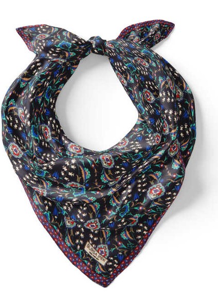 Lacivert Kırmızı Sarmaşık Lale Desen Ipek Mendil fiyatları