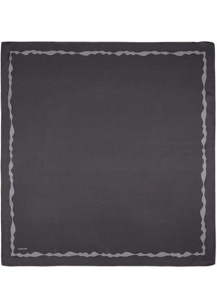 Füme Kenarı Sulu Dalga Ipek Eşarp