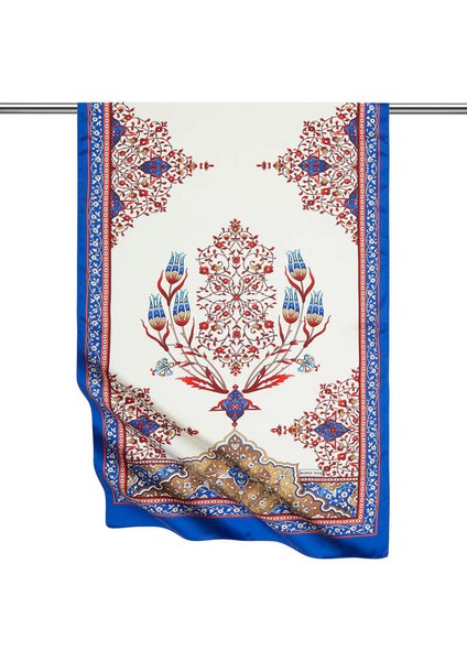 Saks Şamdan Desen Geniş Ipeksi Fular