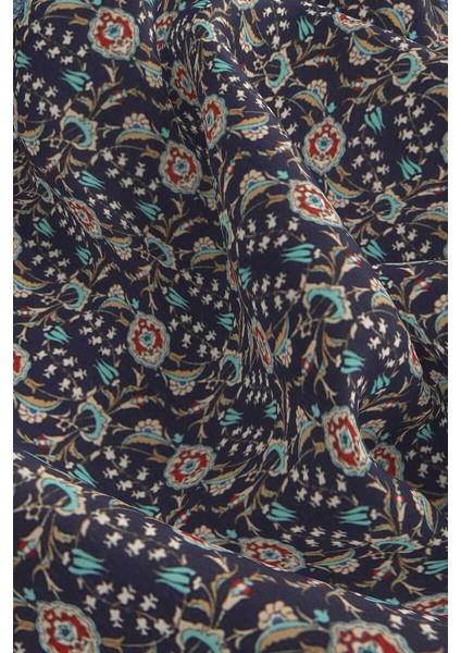 Lacivert Turkuaz Sarmaşık Lale Desen Ipek Mendil modelleri