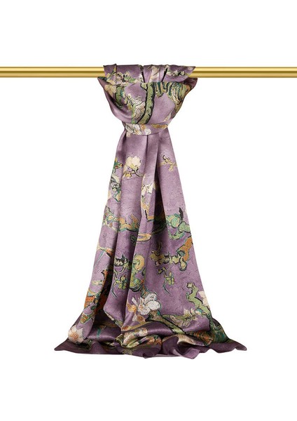 Mor Badem Çiçeği Ipek Şal