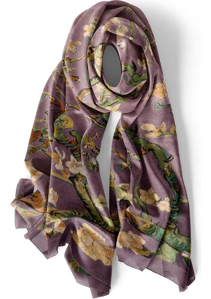 Mor Badem Çiçeği Ipek Şal modelleri