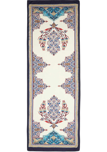 Gold Lacivert Şamdan Desen Geniş Ipeksi Fular fırsatları