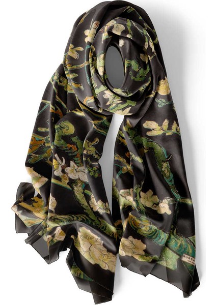 Siyah Badem Çiçeği Ipek Şal modelleri