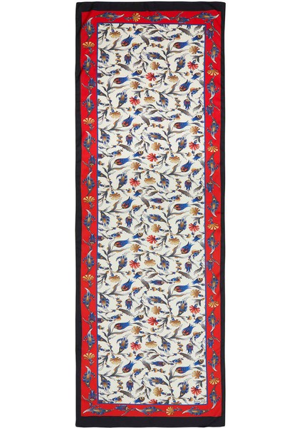 Kırmızı Siyah Karanfil Lale Desen Geniş Ipeksi Fular fırsatları