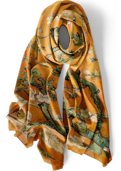 Hardal Badem Çiçeği Ipek Şal modelleri