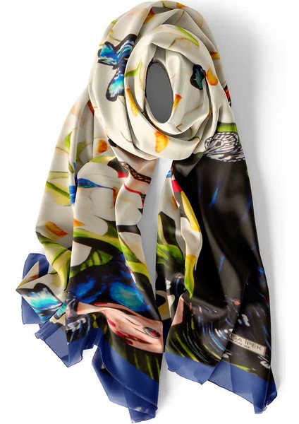 Beyaz Frida Ipek Tablo Fular modelleri