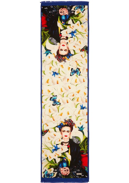 Beyaz Frida Ipek Tablo Fular fırsatları