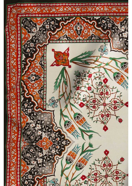 Turuncu Siyah Şamdan Lale Desen Ipek Eşarp fırsatları