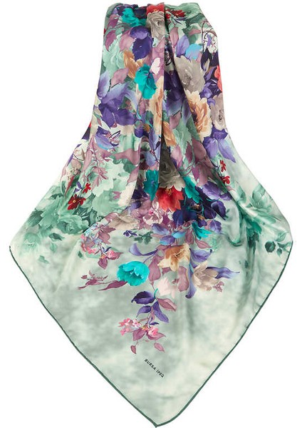 Yeşil Buket Desen Ipeksi Eşarp modelleri