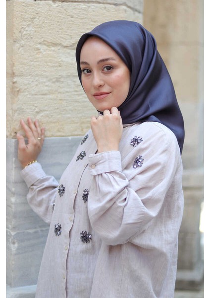 Antrasit Düz Twill Ipek Eşarp fırsatları