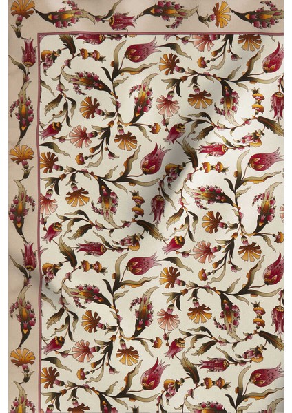 Ekru Pudra Karanfil Lale Desen Ipek Eşarp fırsatları