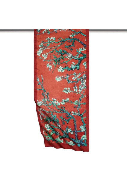 Bordo Badem Çiçeği Ipeksi Fular