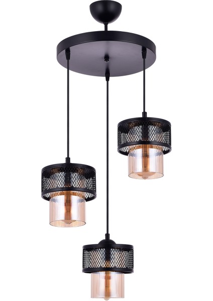 Elegans 3 Lü Camlı Sarkıt Avize (Siyah) modelleri