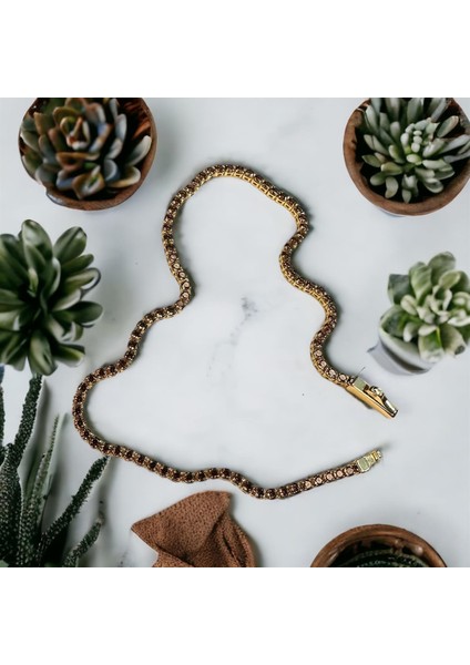 14 Ayar Sarı Altın Renkli Taş Su Yolu Bileklik modelleri