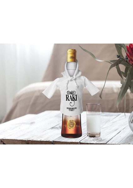 Kişiye Özel Mini Beyaz Içki Şişesi Tişörtü , Ev Bar Dekoru, Rakı, Rakı Şişesi Tişörtü, Ev Barı-6