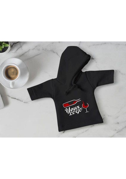 Restoran & Cafe & Barlara Özel Logolu 5’li Mini Siyah Içki Şişesi Tişörtü , Viski, Şarap, Votka, Rakı Şişesi Tişörtü