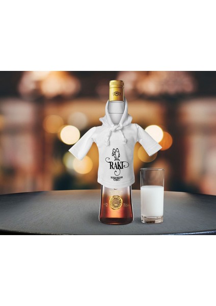 Kişiye Özel Mini Beyaz Içki Şişesi Tişörtü , Ev Bar Dekoru, Rakı, Rakı Şişesi Tişörtü, Ev Barı-9