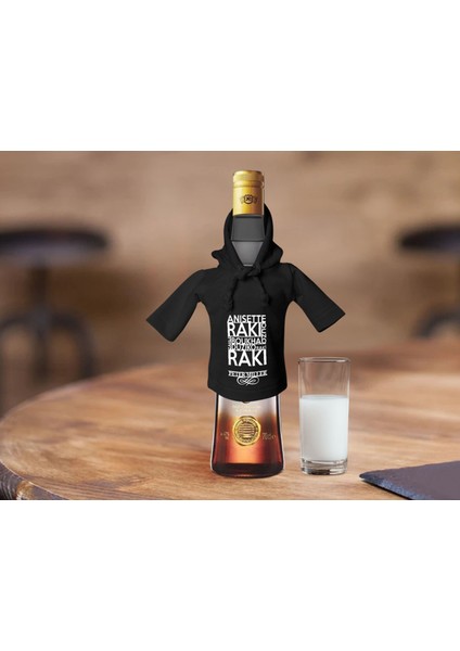 Kişiye Özel Mini Siyah Içki Şişesi Tişörtü , Ev Bar Dekoru, Rakı, Rakı Şişesi Tişörtü, Ev Barı-1