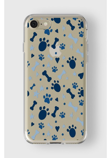 Iphone 7/8/SE2020 Uyumlu Kedi ve Köpek Ayak Izleri Tasarımlı Premium Şeffaf Kılıf