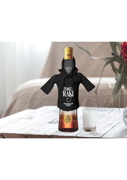 Kişiye Özel Mini Siyah Içki Şişesi Tişörtü , Ev Bar Dekoru, Rakı, Rakı Şişesi Tişörtü, Ev Barı-5