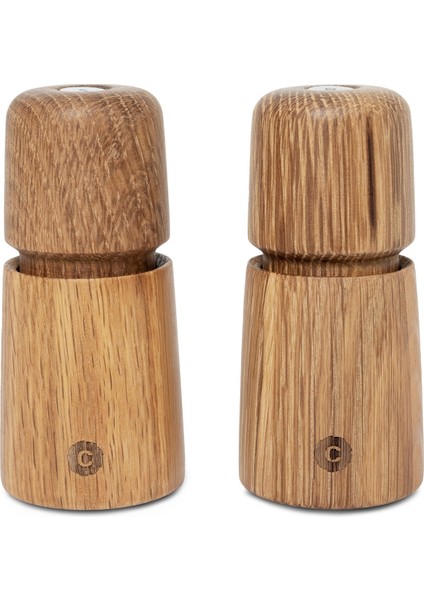Crush Grind Stockholm 2 Parça Tuz ve Karabiber Değirmen Seti 11 cm - Oak-Meşe Rengi