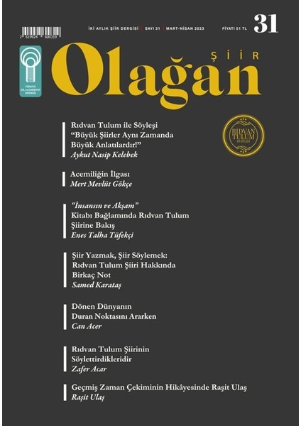 Olağan Şiir 31.sayı Mart-Nisan 2023