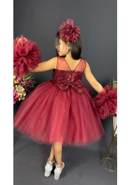 Mnk Baby Şifon Robalı Ponpon Kol Pul Payetli Kız Çocuk Kabarık Etek Tütülü Abiye modelleri