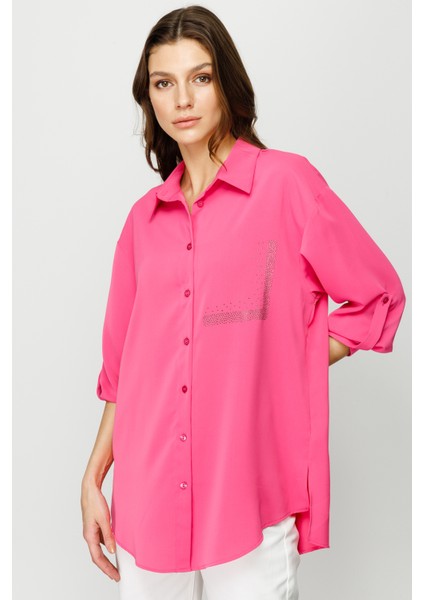 Taş Detaylı Uzun Gömlek