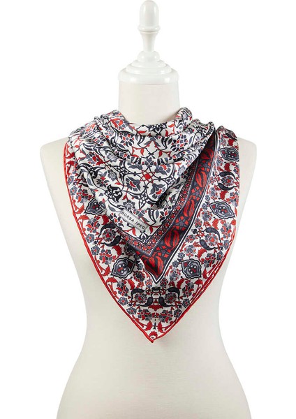 Siyah Kırmızı Türk Motifli Çini Desen Ipeksi Eşarp fiyatları