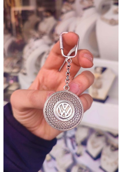 Volkswagen Amblemli Gümüş Anahtarlık